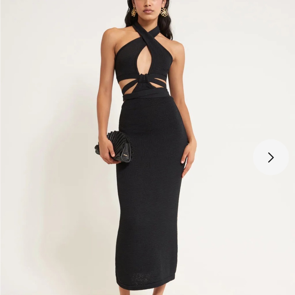 Cult Gaia Black Aziza Knit Cut Out Dress